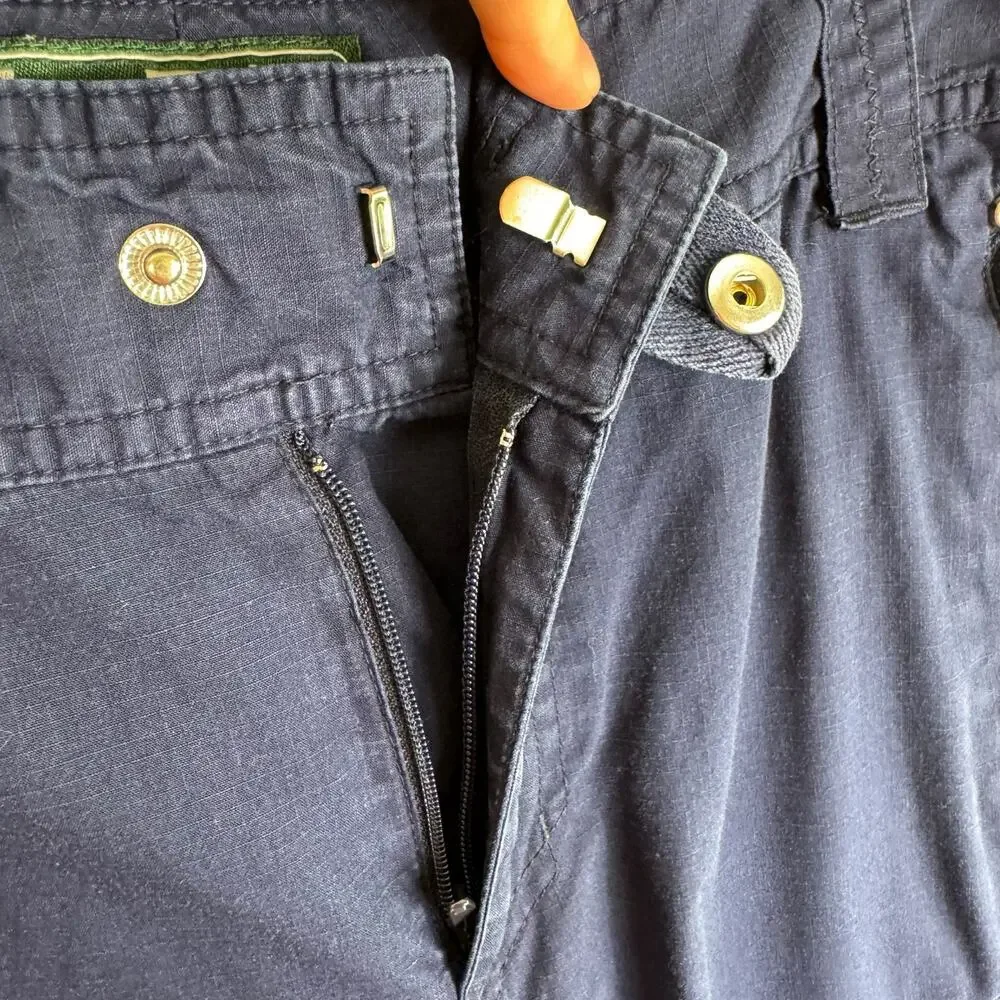Lauren Active‎ By Ralph Lauren 100% Cotton Navy Blue Cropped Cargo Pants Size 4